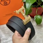 自动扣腰带］Hermes爱马仕宽3.5Mm 双面进口头层牛皮制作 搭配经典钢扣 真材实料 时尚经典 做工精致 高端男士皮带 长度可裁剪100125