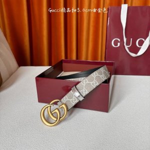 Gucci ：原单面Pvc印花腰带搭配原版皮底，经典双G扣，时尚大方，古奇又一时尚之作，宽度3.0Cm DDD
