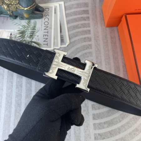 爱马仕 特种皮腰带系列 ，原厂五金精品不锈钢扣，手感柔软舒适 宽3.8Cm。 - 点击图像关闭