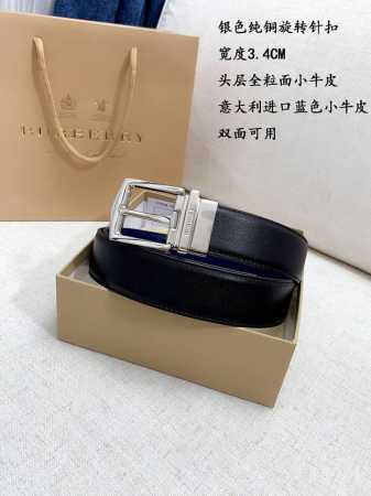 Made In Italy 批 配全套包装 品牌：巴宝莉海外原单 扣头材质：精品实心铜扣 带身材质正面：35Mm宽度采用双面采用进口头层牛皮腰带，纯钢质五金扣头 - 点击图像关闭