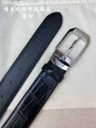 特 Montblanc万宝龙 宽3.5Cm 采用头层牛皮 精品针式扣头 自由裁剪商务休闲皮带 - 点击图像关闭