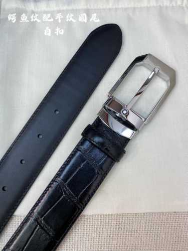 特 Montblanc万宝龙 宽3.5Cm 采用头层牛皮 精品针式扣头 自由裁剪商务休闲皮带