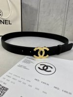 宽度3.0Cm Chanel 香奈儿 荔枝纹牛皮 金 银色花纹金属钢扣。