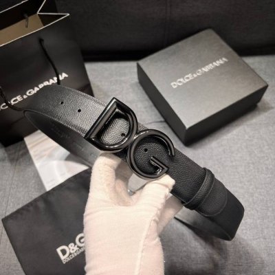 特 DG。 宽4.0cm DOLCE GABBANA杜嘉班纳DG新品DG头牛皮简约百搭男士皮带腰带