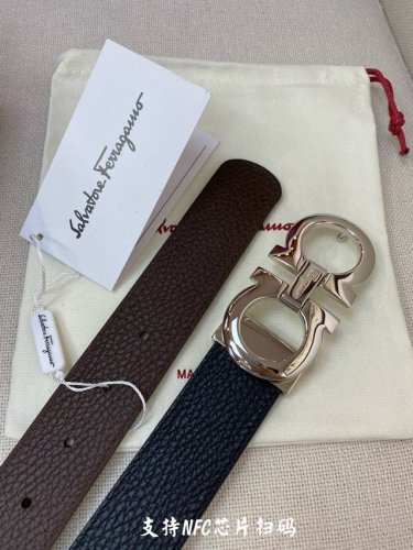 特 Ferragamo.菲拉格慕 全套包装 支持Nfc扫码 宽度3.5Cm 高级定制款男士皮带 双面进口牛皮 可双面使用 自行选择搭配 真材实料 很有质感 时尚