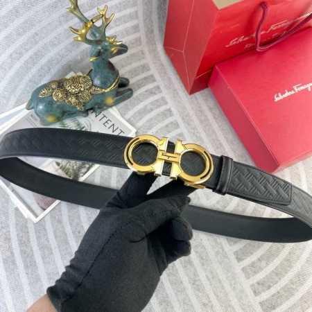 p200菲拉格慕 特种皮腰带自动带系列 ，原厂五金精品不锈钢扣，手感柔软舒适 宽3.5Cm。 - 点击图像关闭