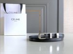 Celine新品椭圆形针扣女士腰带 纯铜金色 双面意大利原厂小牛皮 手缝蜡线 宽度1.8Cm 顶级