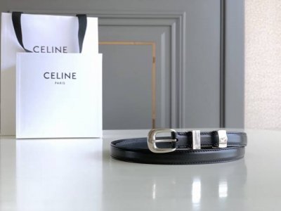 Celine新品椭圆形针扣女士腰带 纯铜金色 双面意大利原厂小牛皮 手缝蜡线 宽度1.8Cm 顶级
