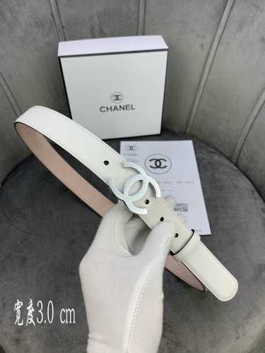 宽度3.0Cm Chanel 香奈儿 女士经典款腰带皮带新款光滑内衬磨砂牛皮银色金属精品钢扣