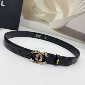 3.0Cm香奈儿腰带，双面头层牛皮皮料，长度：.75.80.85.90.95.100欧，彩色五金铜扣原版开模定制庆祝]