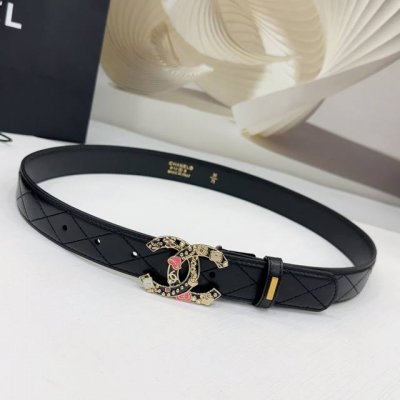 3.0Cm香奈儿腰带，双面头层牛皮皮料，长度：.75.80.85.90.95.100欧，彩色五金铜扣原版开模定制庆祝]