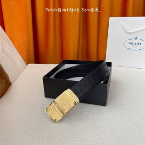 特 普拉达 Prada进口小牛皮，手感细腻柔软，搭配纯钢自动精品扣，男士必备！宽度：3.5Cm