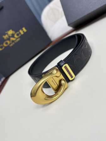 高端品質，實物拍攝 批￥ 配全套包裝 品牌：Coach 旋轉扣 扣頭材質：雙色純鋼扣 帶身材質正面：38Mm寬度採用進口頭層牛皮腰帶 旋轉扣雙面可交替使用 純鋼 - 点击图像关闭