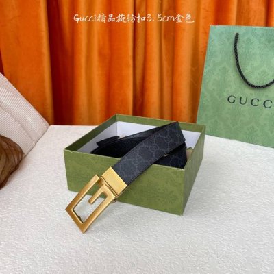 Gucci经典Pvc印花腰带，底部为黑色猪皮纹，搭配专柜精品旋转扣，两面可用，宽3.5Cm