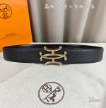 p230 HermèS爱马仕 双头尖 双面原版 原单品质 进口头层牛皮 黑色荔枝纹搭配黑色平纹 寸半38Mm 配官网双H新款亮金/亮银/砂蓝/砂枪扣