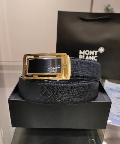 万宝龙男士自动腰带- 宽度34Mm 精品钢扣 精工打造 手感柔软 长短可以裁剪