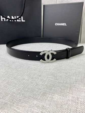 特 宽度3.0Cm Chanel 香奈儿 女士腰带皮带新款柔软的进口小牛皮金 银压砂面金属钢扣。 - 点击图像关闭