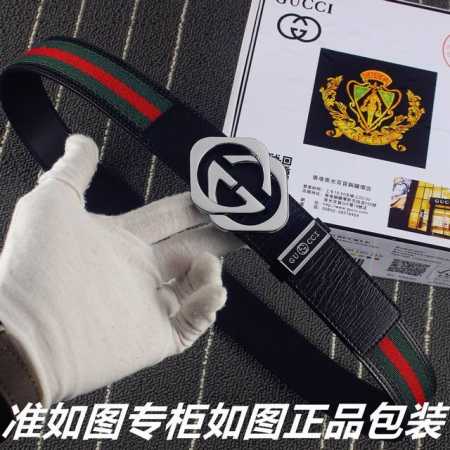 品名：Gucci.古奇原单 型号：顶级复刻.请认准如图专柜包装 材料：百分百进口原厂头层牛皮皮带，24K 纯钢扣 保证真皮腰带。红绿布系列，专柜同等质量， 送人 - 点击图像关闭