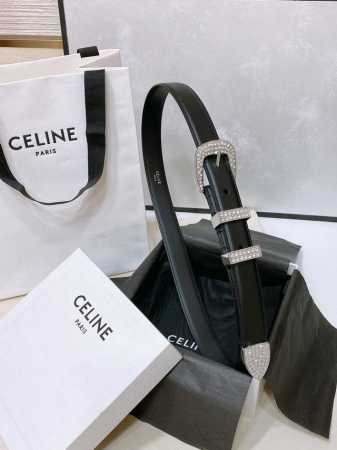 Celine 顶级版本、独家 赛琳针扣水钻 满钻腰带 Marco中号复古牛皮革水钻腰带 2.5Cm 最新款 - 点击图像关闭