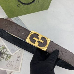 古奇 男士花皮腰带40Mm 双面进口头层皮皮压制。可双面使用 专柜走线 搭配新款钢扣