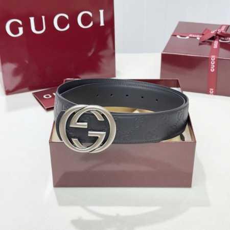 G家。商务休闲、正装均可佩戴！3.8Cm 热压品牌花纹牛皮 最新款扣头，抛光扣头、时尚百搭双面均可佩戴 - 点击图像关闭