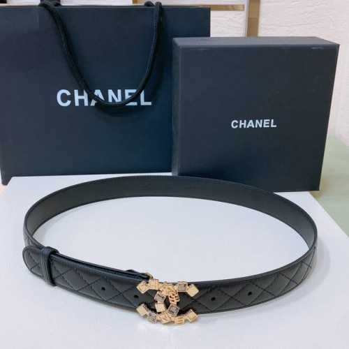 特 Chanel 24S Cc 树脂黑 字母 Logo搭扣 黄铜金属小牛皮腰带 手感柔软 细腻 3.0Cm