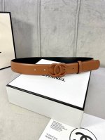 特 宽度3.0Cm Chanel 香奈儿 女士腰带 小牛皮 支持nfc芯片官方网站链接扫码验证、经典扣头 内侧cnc走光处理 边角手感圆润配有烤漆金属钢扣。