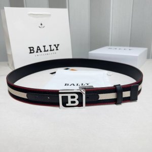 Bally 巴利 专柜同款 采用织带布搭配双面头层牛皮 纯铜精品扣头打造 双面可用，柔软细腻，休闲商务，百搭大方，商务休闲！ 尺寸：3.4Cm 颜色：黑白布红边