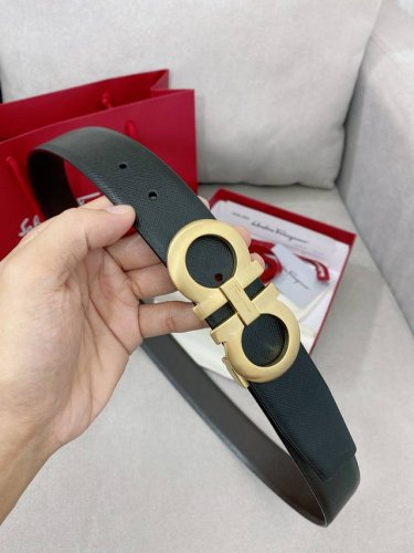 特 Ferragamo 官网同步更新，代购原单腰带，进口头层牛皮搭配真空电镀精品扣支持NFC防伪验证，时尚百搭，宽度3.5cm.