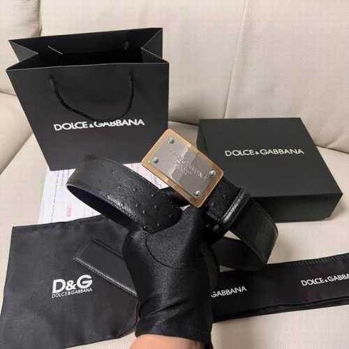 特 Dg，宽4.0Cm Dolce&Gabbana 新款男士鸵鸟纹腰带，搭配全新镀钌 Dg 交叉造型徽标搭扣