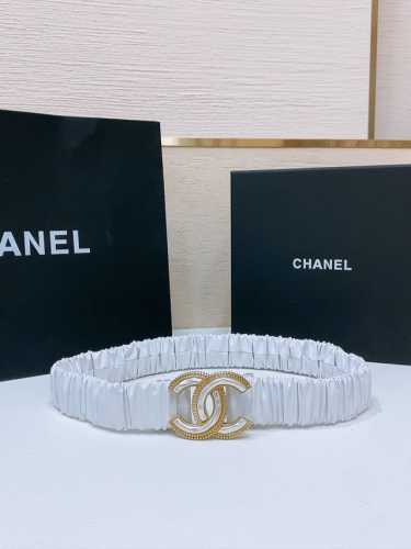 Chanel 24C Cc树脂白 齿链黄铜Logo扣 小牛皮 银色金属 与 金色金属 3.0Cm精品 弹力十足 百搭 优雅 码数含扣S=65Cm总长可用75、8