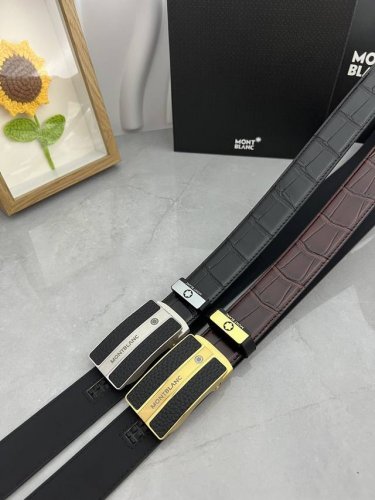 品名：万宝龙 Montblanc 自动带 材质：原单牛皮腰带 百分百头层牛皮腰带保证真皮，24K纯钢扣，专柜原单品质、做工精细，时尚大牌，送人自用首选 包装：