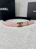 特 宽度3.0Cm Chanel 香奈儿 平纹牛皮金 银 色金属暗印品牌logo磨胶钢扣。