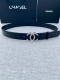 宽度3.0Cm Chanel 香奈儿 原版碰纹牛皮金 银 色镶钻钢扣。