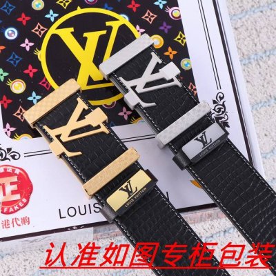 品名：Lv..路易.威登 腰带原单 皮带 材料：百分百头层牛皮，保证真皮。24K纯钢扣双面可用专柜同等质量， 送人自用首选 包装： 请认准如图专柜包装，赠送打孔