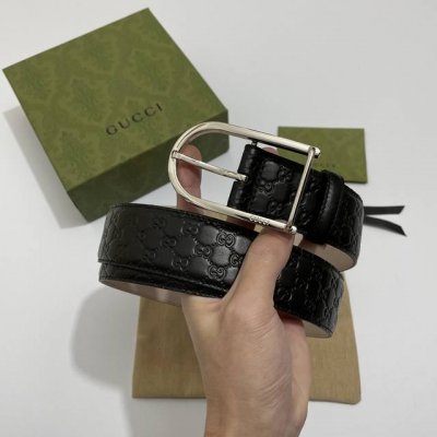 Gucci经典款头层压小G花，内衬头层变色磨砂底 宽4.0Cm 铁丝日字型针扣
