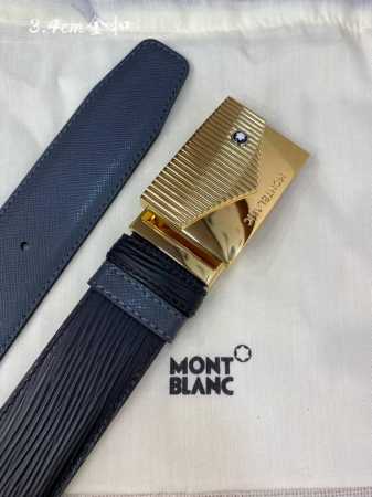 Mont～Blanc万～宝龙 宽3.5Cm 采用头层牛皮 精品针式扣头 自由裁剪商务休闲皮带 - 点击图像关闭