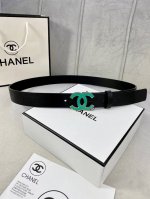 宽度3.0Cm Chanel 香奈儿 女士腰带皮带新款柔软的进口小牛皮金 银色磨胶金属钢扣。