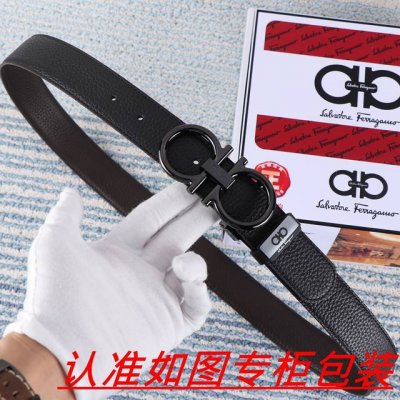 品名：菲拉格木原单 材料：百分百头层牛皮，保证真皮。24K纯钢扣双面可用专柜同等质量， 送人自用首选 包装： 请认准如图专柜包装，赠送打孔器，银联发票，宽度3.
