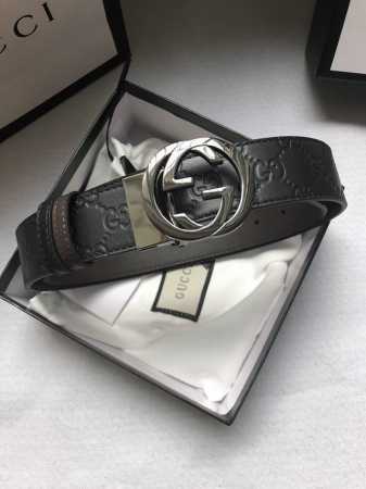 配送专柜全套礼盒包装。古驰：原单头层牛皮压G面，内衬头层小牛皮底，搭配原单旋转扣,原产皮料定制，专柜宽度3.8 - 点击图像关闭