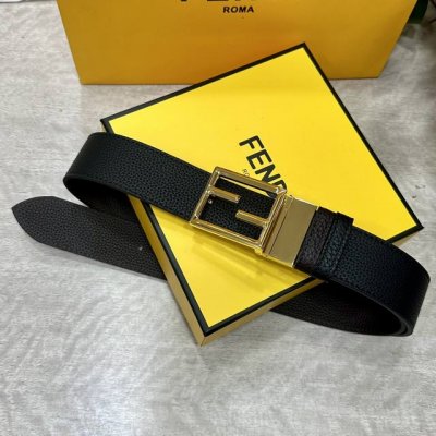 Fendl 芬迪 宽38Mm 男士休闲皮带 双面头层小牛皮制作 搭配Ff尾夹旋转扣 经典百搭款 高清实拍 双面可用 品质保证