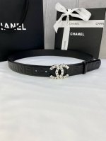 宽度3.0Cm Chanel 香奈儿 进口柔软小牛皮金 银色花纹金属精品钢扣。