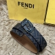 图片包装＋10 Fendi 芬迪 专柜同款 宽4.0Cm 双环正反用腰带 Ff按钉搭扣 土黄色Cuoio Romano皮革材质 反面面料带有烟草黄和黑色Ff图案
