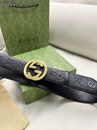 特 Gucci.古驰 全套包装 3.8Cm进口小牛皮压花, 专柜正品1:1完美复刻. 原版牛皮底, 采用热压印技术的Gucci Signature皮革精制而成，