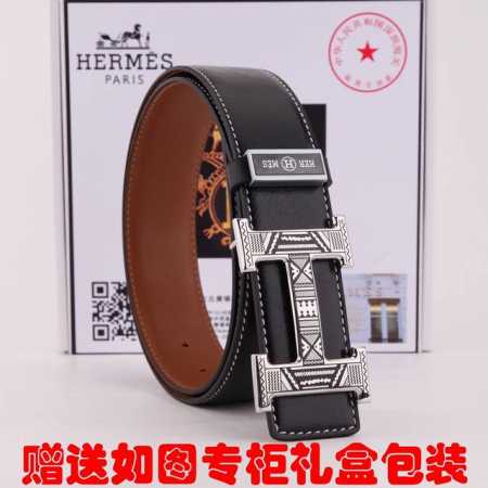 皮带：爱马仕.Her...Mes原单 腰带：百分百头层牛皮，保证真皮，24K纯钢扣双面可用专柜同等质量， 送人自用首选 包装： 请认准如图专柜包装，赠送打孔器， - 点击图像关闭