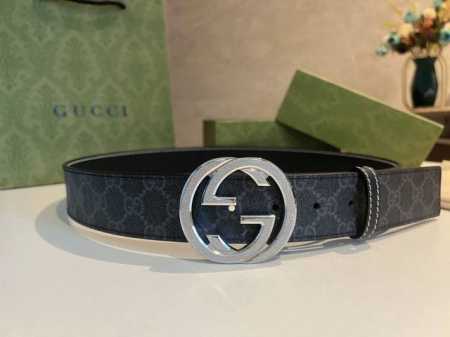 古驰男士Pvc配皮双G精钢滚砂金属扣38Mm，经典热门款。顶级 - 点击图像关闭