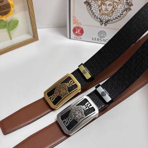 品名：Versace.范思哲 材质：原单牛皮腰带 百分百头层牛皮腰带保证真皮，24K纯钢扣，专柜原单品质、做工精细，时尚大牌，送人自用首选 包装