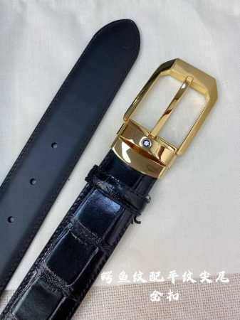 特 Montblanc万宝龙 宽3.5Cm 采用头层牛皮 精品针式扣头 自由裁剪商务休闲皮带 - 点击图像关闭