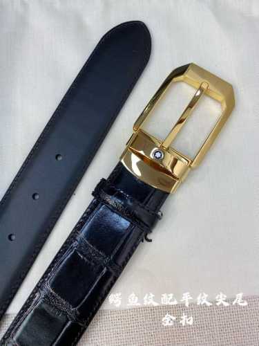 特 Montblanc万宝龙 宽3.5Cm 采用头层牛皮 精品针式扣头 自由裁剪商务休闲皮带