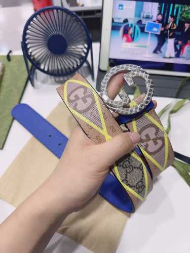 特 Gucci.古驰 全套包装 3.8Cm进口小牛皮压花, 专柜正品1:1完美复刻. 原版底皮, 采用热压印技术的gucci Signature皮革精制而成，触